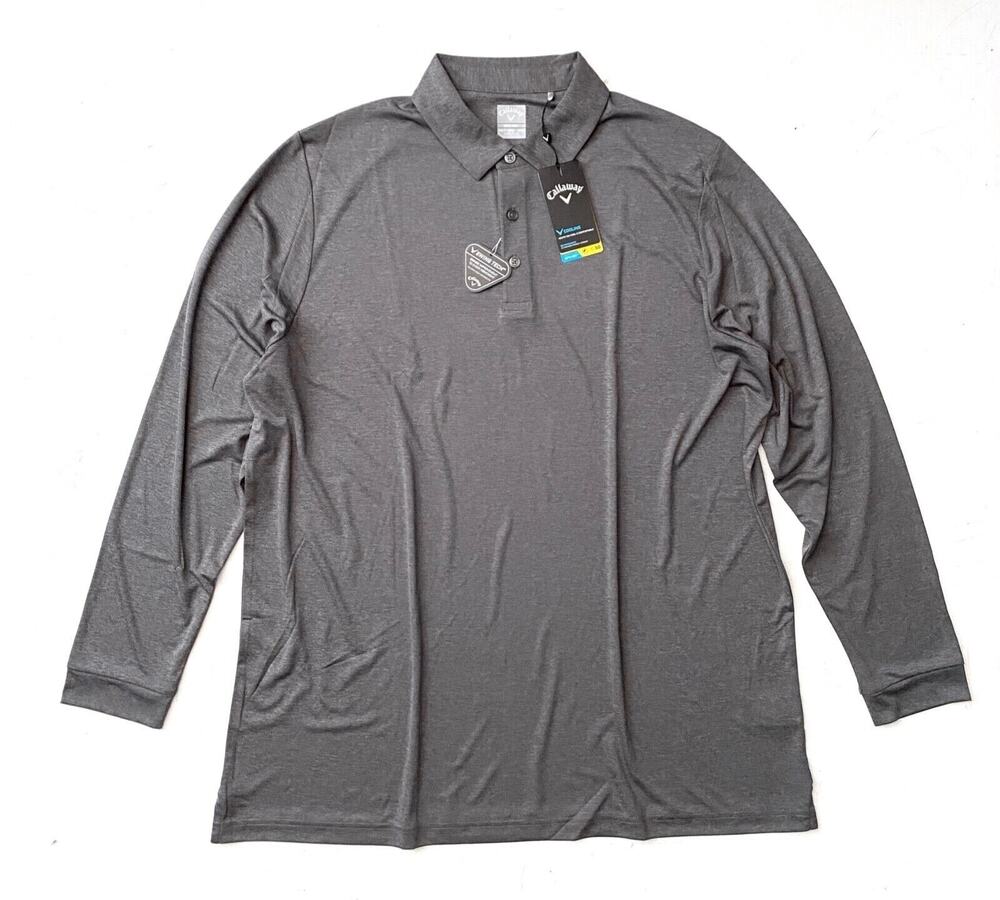 Callaway Nwt Polo Opti-Dri Swing Tech Quiet Shade Heather Long Sleeve Shirt LT